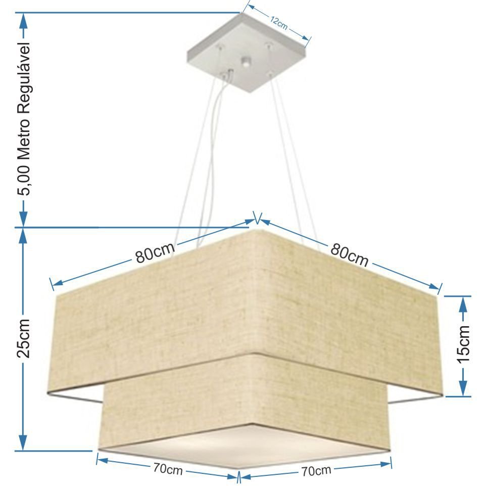 Pendente Quadrado Rustico Bege MJ-4347 Para Mesa de Jantar e Estar - 2