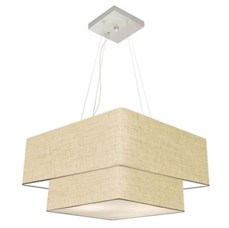 Pendente Quadrado Rustico Bege MJ-4347 Para Mesa de Jantar e Estar - 1