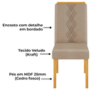 Ver imagem 5 de Kit 2 Cadeiras de Jantar Estofadas Yasmin Veludo Kraft Cedro Dj Moveis