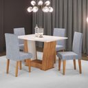 Ver imagem 1 de Mesa de Jantar 4 Lugares Floripa/venus Mel/blonde/linho/inox - Viero Móveis
