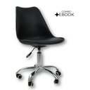 Ver imagem 2 de Cadeira Office Base Cromada com Rodízio Giratória Saarinen Preto