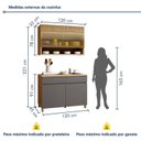 Ver imagem 3 de Cozinha Completa Modulada 2 Peças 3 Portas 2 Gavetas 100% MDF Realeza Premium Cinza/Carvalho/Titânio