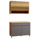 Ver imagem 2 de Cozinha Completa Modulada 2 Peças 3 Portas 2 Gavetas 100% MDF Realeza Premium Cinza/Carvalho/Titânio