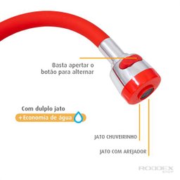 Torneira Cozinha Mesa Vermelho C62 Arej Duplo Jato Gourmet - 3