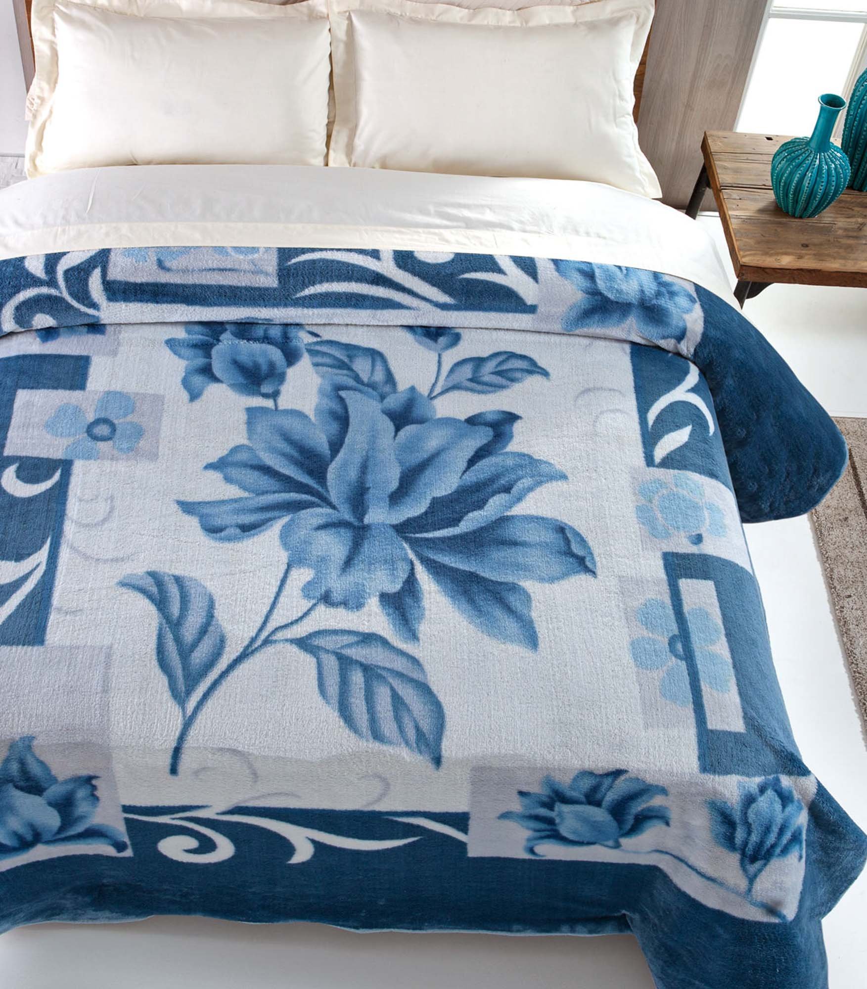 Cobertor Jolitex Casal Antialergico Kyor Plus - Estampas Desenho do tecido:Malbec Azul