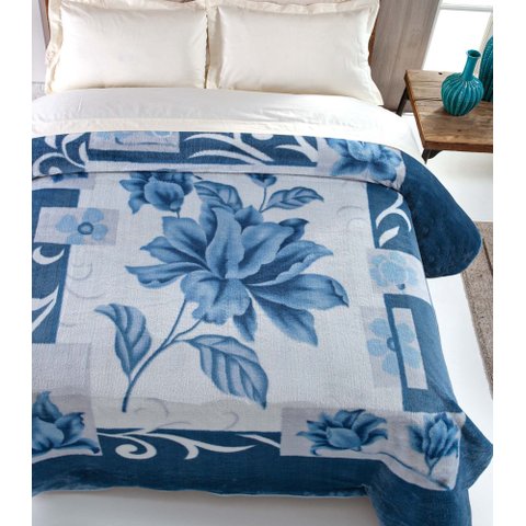 Cobertor Jolitex Casal Antialergico Kyor Plus - Estampas Desenho do Tecido:malbec Azul