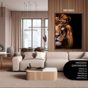 Ver imagem 1 de Quadro Decorativo Animais Metade da Cara do Leão com Fundo Preto