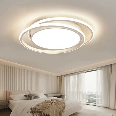 Lustre Plafon Duplo Neon LED 100W Branco Controle Remoto Bivolt