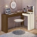 Ver imagem 5 de Escrivaninha de Canto com Penteadeira Jade com Nicho Espelho Porta Basculante – Design Moderno