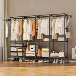 Closet Aberto 4 Colunas Guarda Roupas Desmontável Portátil Cabideiro Sapateira Milemon - 3
