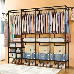 Closet Aberto 4 Colunas Guarda Roupas Desmontável Portátil Cabideiro Sapateira Milemon - 4