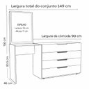Ver imagem 3 de Cômoda Penteadeira 4 Gavetas Madrid Cinza/Branco