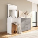 Ver imagem 1 de Cômoda Penteadeira 4 Gavetas Madrid Cinza/Branco