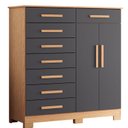 Ver imagem 2 de Cômoda 8 Gavetas 2 Portas com Cabideiro Verona Cinza/Nature/Titanium