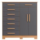 Ver imagem 7 de Cômoda 8 Gavetas 2 Portas com Cabideiro Verona Cinza/Nature/Titanium