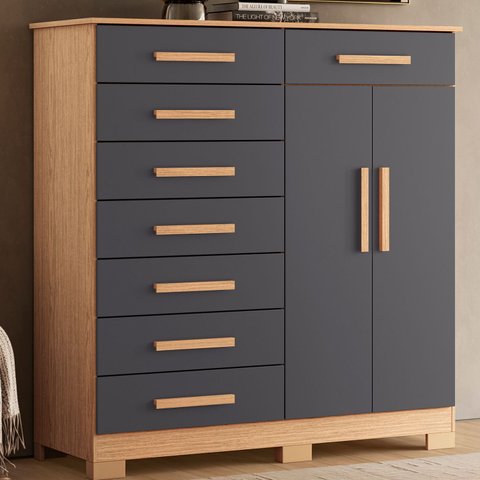 Cômoda 8 Gavetas 2 Portas com Cabideiro Verona