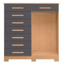 Ver imagem 4 de Cômoda 8 Gavetas 2 Portas com Cabideiro Verona Cinza/Nature/Titanium