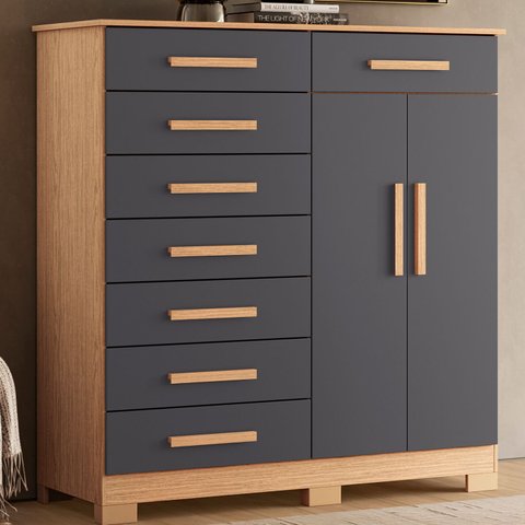 Cômoda 8 Gavetas 2 Portas com Cabideiro Verona
