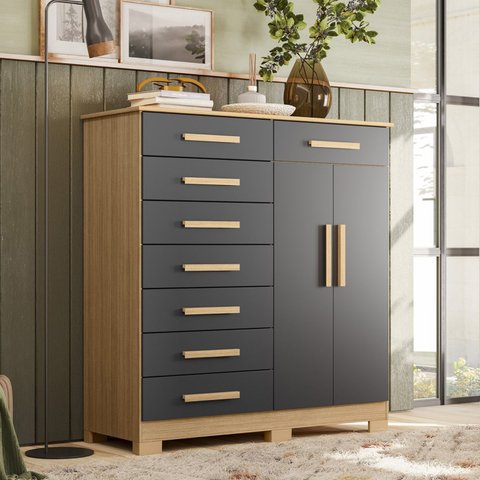 Cômoda 8 Gavetas 2 Portas com Cabideiro Verona