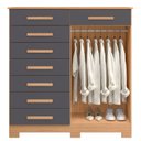 Ver mais imagens de Cômoda 8 Gavetas 2 Portas com Cabideiro Verona Cinza/Nature/Titanium