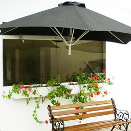 Ombrelone Parede 2,7m Estrutura Alumínio Cobertura Tecido Uv:preto/alumínio Anodizdo Branco - 4