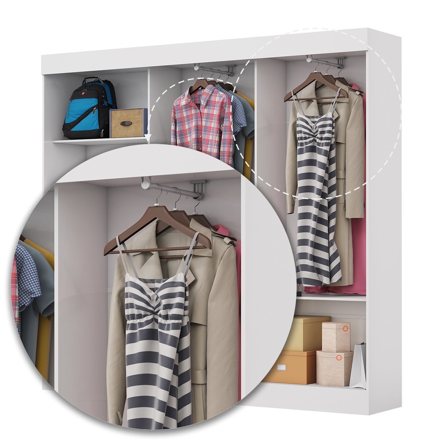 Guarda-Roupa Casal 4 Espelhos 3 Portas de Correr 2 Gavetas Reis Plus - 6