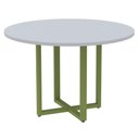Ver imagem 1 de Mesa de Reunião Redonda P25 Pandin 110 Cm (largura) Tampo Mdp Cinza Pé Aço Tubular Verde Mirô