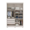 Ver imagem 5 de Guarda-Roupa Solteiro Siena com Espelho 4 Portas 3 Gavetas 100% MDF Off White/Nevaska