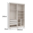 Ver imagem 6 de Guarda-Roupa Solteiro Siena com Espelho 4 Portas 3 Gavetas 100% MDF Off White/Nevaska