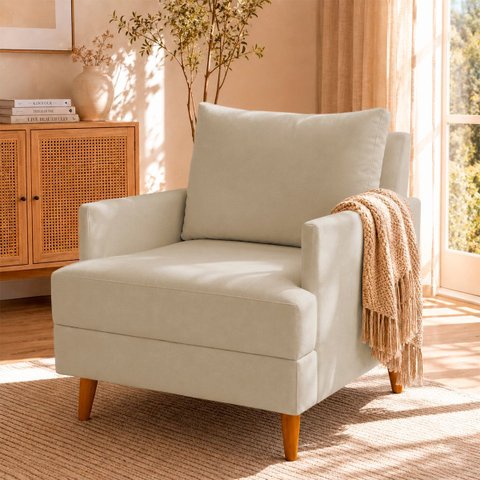 Poltrona Decorativa Serena para Sala Recepção Escritório Conforto Luxo Almofada Solta Contemporânea