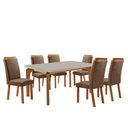 Ver imagem 1 de Mesa de Jantar Liz 180cm Tampo MDF Vidro Canto Copo com 6 Cadeiras Aline