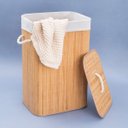 Ver imagem 6 de Cesto de Roupa Retangular de Bambu Forro Tampa 60cm - Oikos