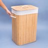 Cesto de Roupa Retangular de Bambu Forro Tampa 60cm - Oikos - 7