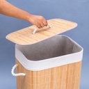 Ver mais imagens de Cesto de Roupa Retangular de Bambu Forro Tampa 60cm - Oikos