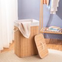 Ver imagem 4 de Cesto de Roupa Retangular de Bambu Forro Tampa 60cm - Oikos