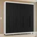 Ver imagem 1 de Guarda-roupa Casal com Pés 8 Portas Batentes Branco-preto-preto Venus Madesa