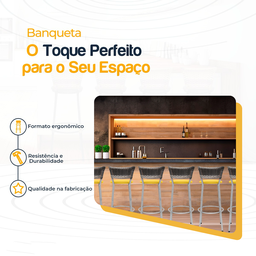 Kit 6 Banquetas Alta Vime Junco Degradê Sacada Àrea Gourmet Balcão Ilha Bancada bar piscina Cozinha - 3