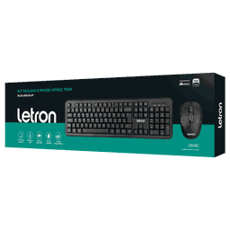 Kit Teclado E Mouse Office Tech Sem Fio Optico Membrana Preto Letron 74360 - 1
