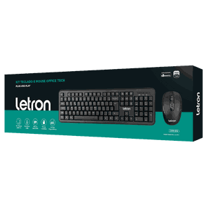 Kit Teclado E Mouse Office Tech Sem Fio Optico Membrana Preto Letron 74360