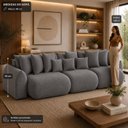 Ver imagem 6 de Sofá Retrátil 6 Lugares Veludo Armani 2,90 Mts Sage