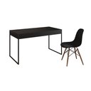Ver imagem 6 de Mesa De Escritório Industrial Malta Preta 137X53Cm Base Ferro Preto Com 1 Cadeira Preta Cor: Preto