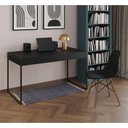 Ver imagem 1 de Mesa De Escritório Industrial Malta Preta 137X53Cm Base Ferro Preto Com 1 Cadeira Preta Cor: Preto