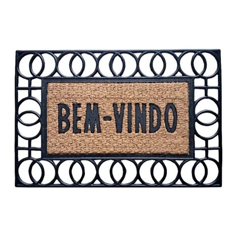 Capacho Borracha Frame e Fibra de Coco 60x40cm - Frame Circulos