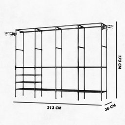Closet Aberto Casal 4 Colunas Guarda Roupa Organizador Metal Cabideiro com Sapateira Milemon - 6