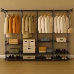 Closet Aberto Casal 4 Colunas Guarda Roupa Organizador Metal Cabideiro com Sapateira Milemon - 1