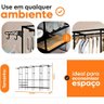 Closet Aberto Casal 4 Colunas Guarda Roupa Organizador Metal Cabideiro com Sapateira Milemon - 3