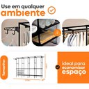 Ver imagem 3 de Closet Aberto Casal 4 Colunas Guarda Roupa Organizador Metal Cabideiro com Sapateira Milemon