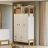 Guarda Roupa Quarto Infantil Bebê 3 Portas 2 Gavetas com Nicho Fantasia 4375 Qmovi - 4