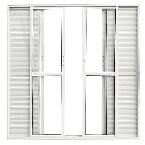 Porta Balcão de Alumínio 6 Folhas 210 x 200cm com Fechadura Linha 25 Esquadrias Bergamo