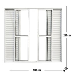 Porta Balcão de Alumínio 6 Folhas 210 x 200cm com Fechadura Linha 25 Esquadrias Bergamo - 8